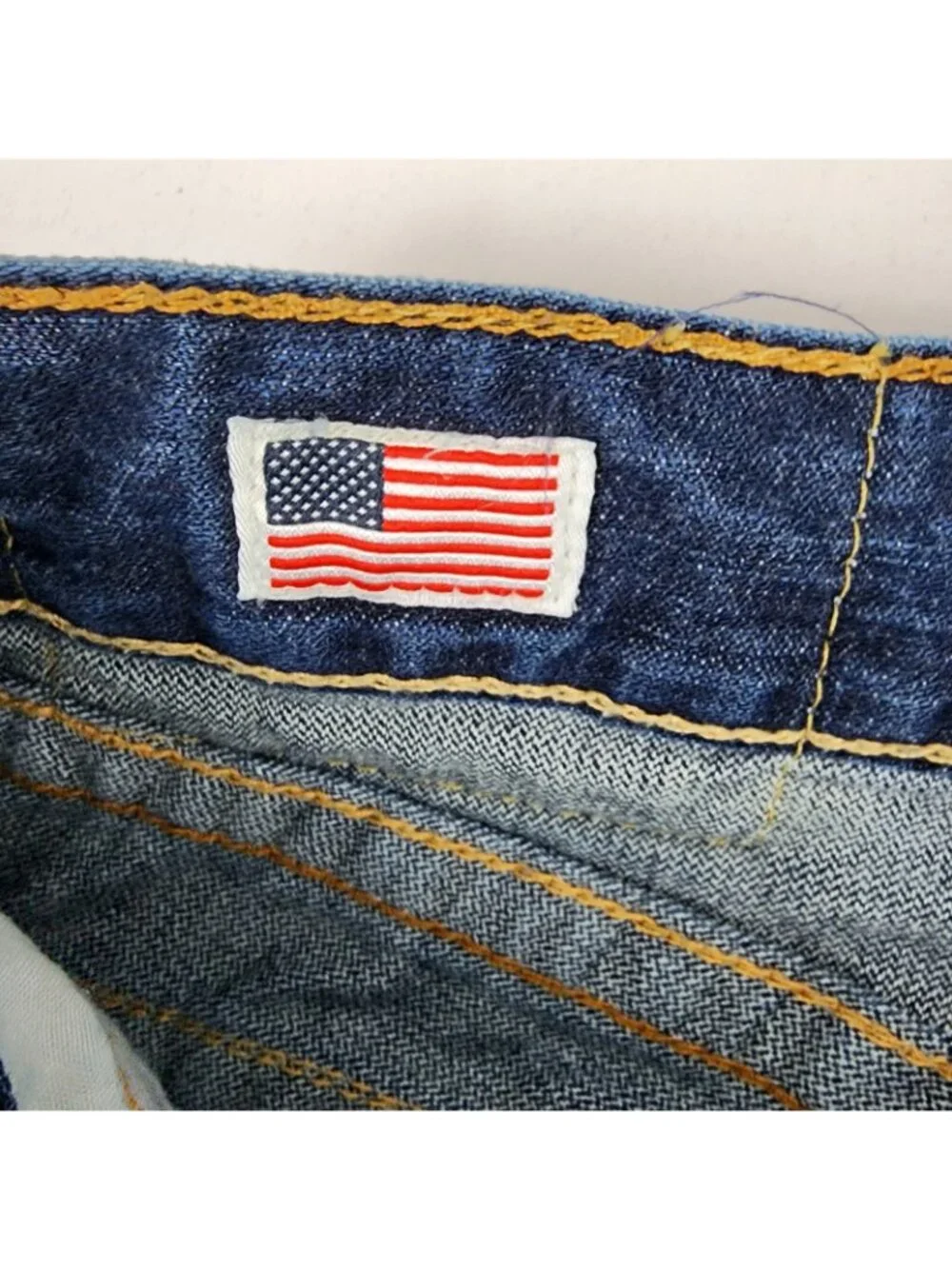 True Religion Jeans Mens 38 Ricky Flap Straight Blue M24859P43 Altered Hem Waist
